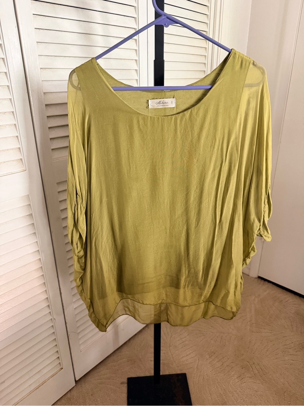 mahina Olive-Chartreuse Dolman Tunic Top